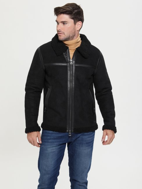 Veste Noire De Jais En Imitation Shearling Guess
