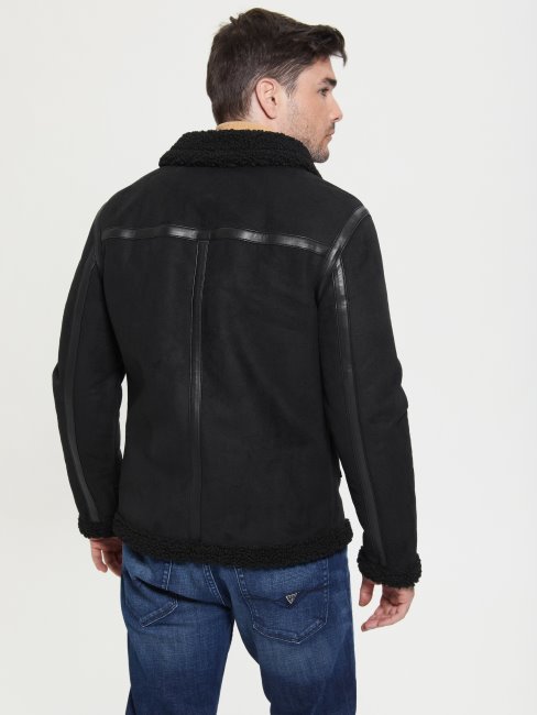 Veste Noire De Jais En Imitation Shearling Guess