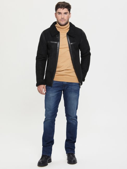 Veste Noire De Jais En Imitation Shearling Guess