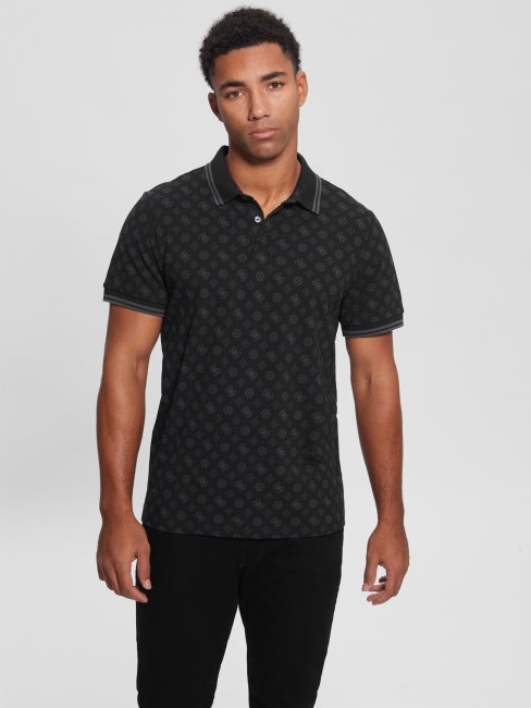Polo Guess Pivoine Noire Avec Logo Pivoine Olympique Guess