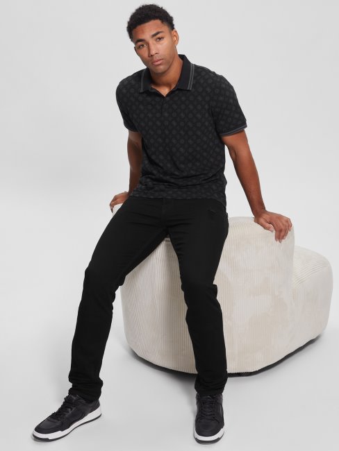 Polo Guess Pivoine Noire Avec Logo Pivoine Olympique Guess