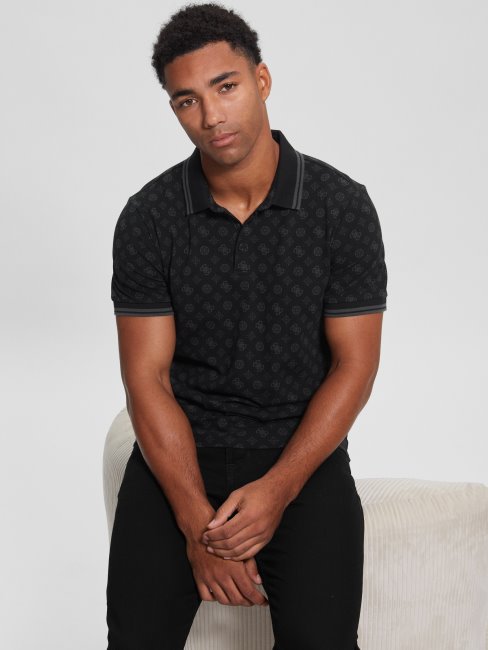 Polo Guess Pivoine Noire Avec Logo Pivoine Olympique Guess