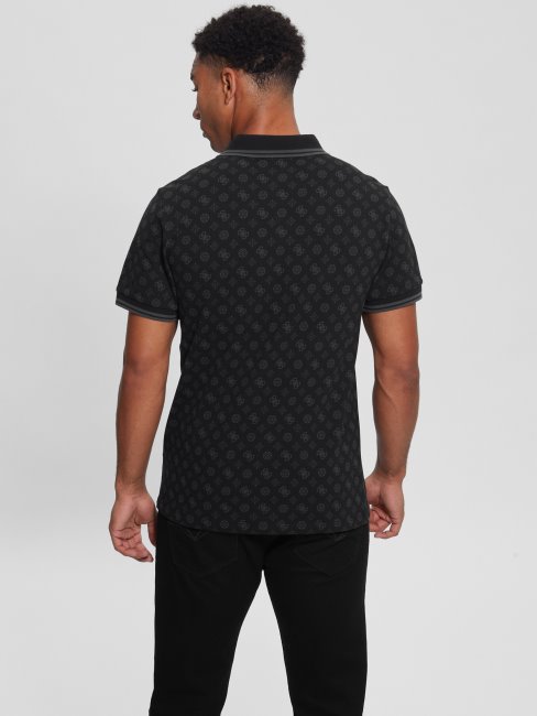 Polo Guess Pivoine Noire Avec Logo Pivoine Olympique Guess