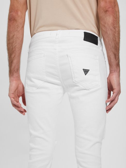 Guess Optic White Destroy éco Jeans Skinny Déchiré
