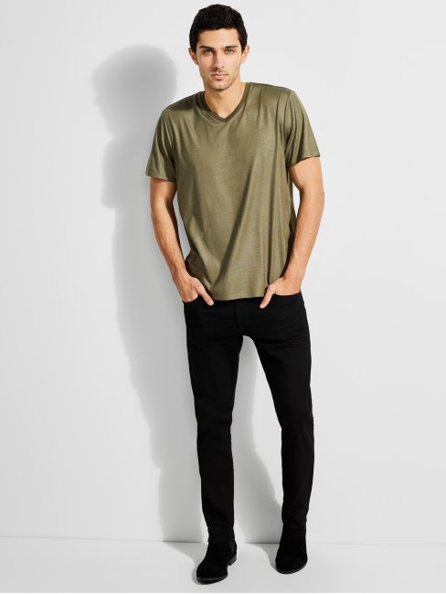Tee-shirt Mason à Col En V Army Olive Guess