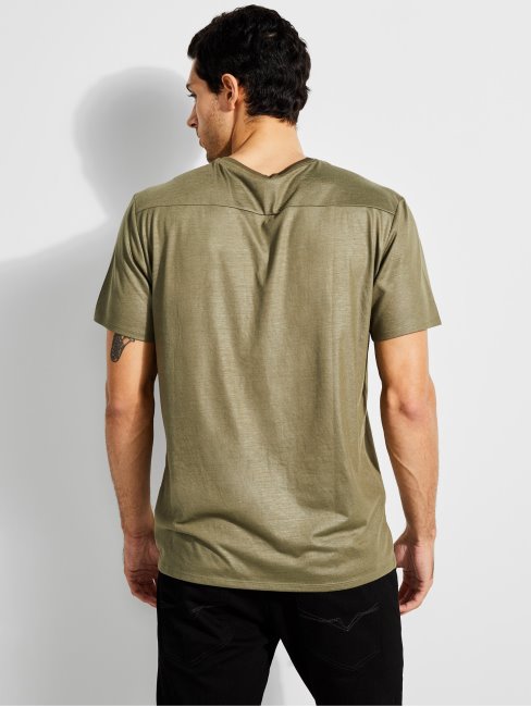 Tee-shirt Mason à Col En V Army Olive Guess