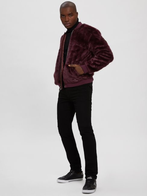 Blouson Aviateur Logo Fausse Fourrure Guess Regal Plum