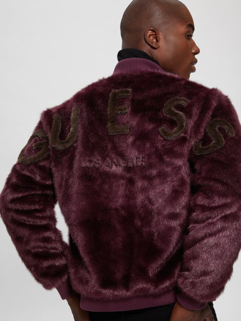Blouson Aviateur Logo Fausse Fourrure Guess Regal Plum