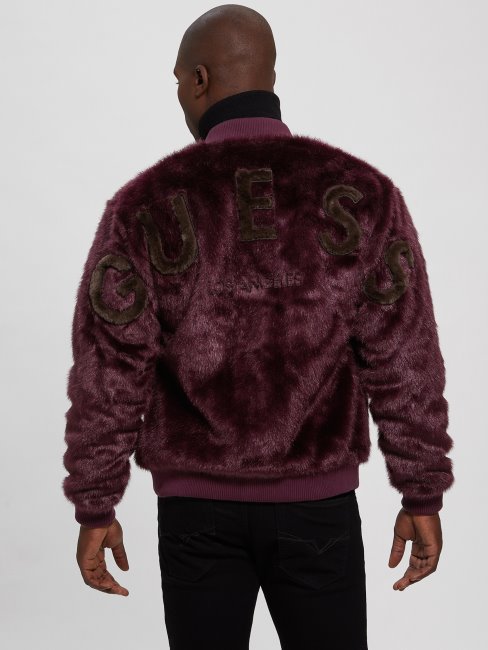 Blouson Aviateur Logo Fausse Fourrure Guess Regal Plum
