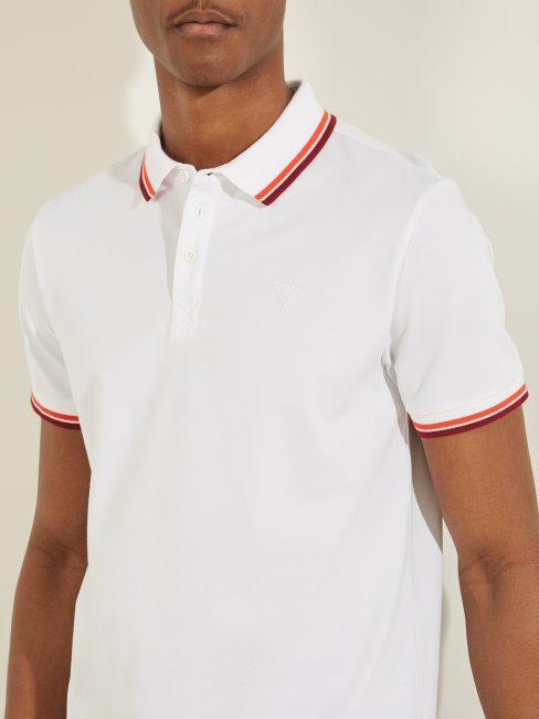 Guess Polo Pique De Sport Blanc Pur