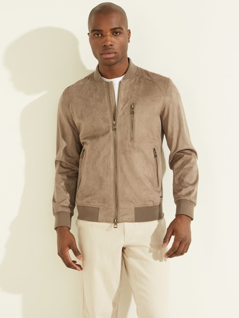 Guess Blouson D'aviateur En Faux Suède Coquille De Noyer