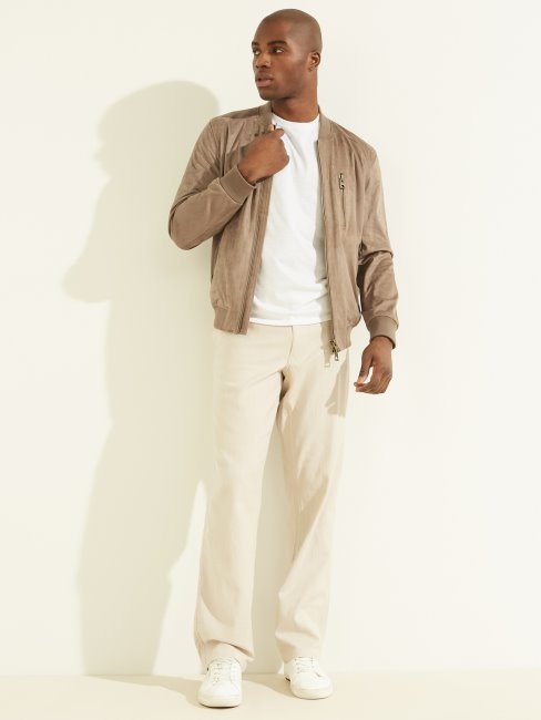 Guess Blouson D'aviateur En Faux Suède Coquille De Noyer