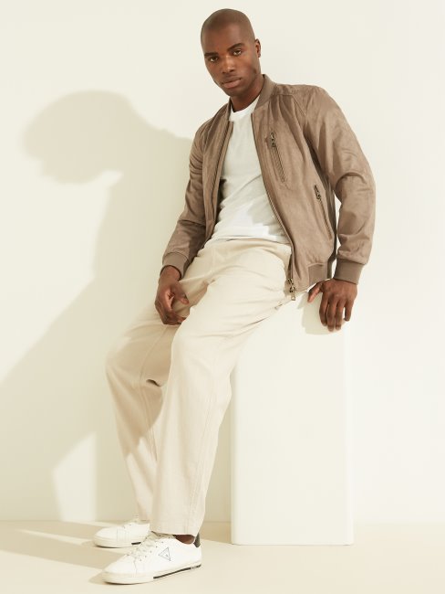 Guess Blouson D'aviateur En Faux Suède Coquille De Noyer