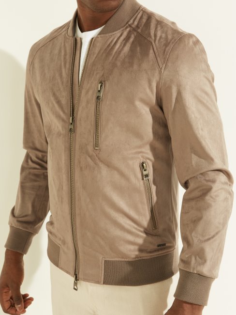 Guess Blouson D'aviateur En Faux Suède Coquille De Noyer