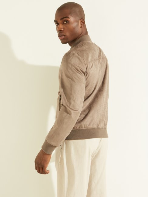 Guess Blouson D'aviateur En Faux Suède Coquille De Noyer