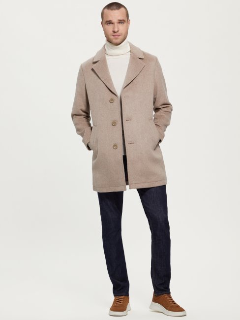 Manteau Habillé En Laine Mélangée Chinée Faïence Guess