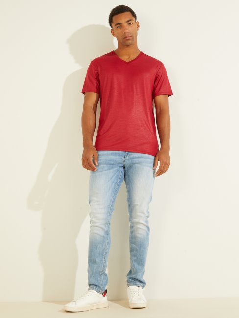 T-shirt Mason à Col En V Guess Rouge Piment