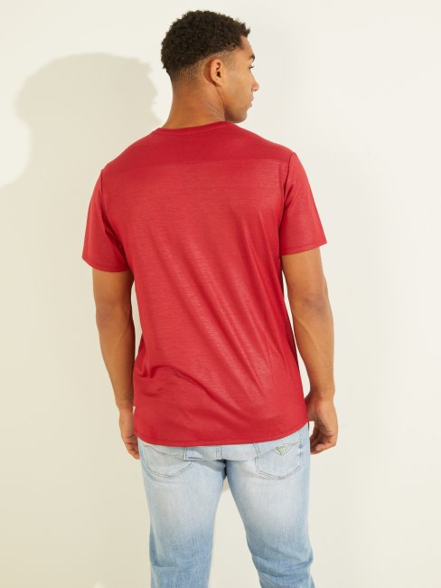 T-shirt Mason à Col En V Guess Rouge Piment