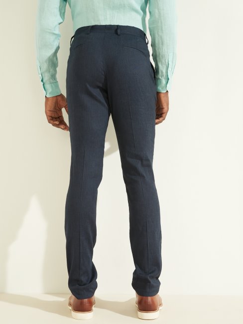 Guess Pantalon Chino Classique Soie Bleu