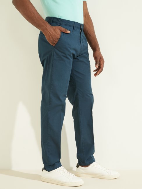 Eco New Original Pantalon Chino Soie Bleu Guess