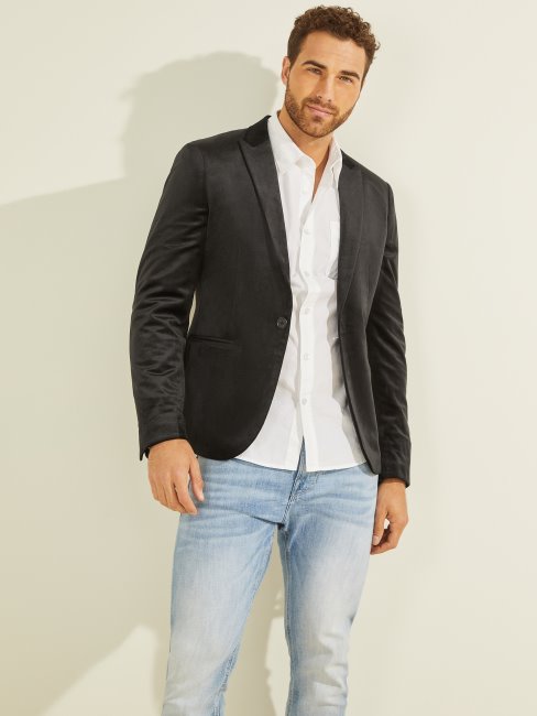 Blazer Guess Fulham En Velours Noir De Jais
