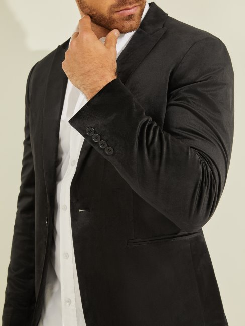 Blazer Guess Fulham En Velours Noir De Jais