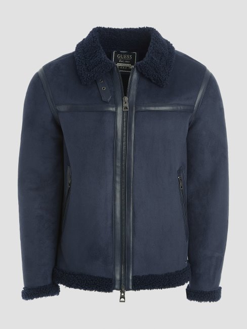 Guess Veste Eco Faux Shearling Bleu élégant