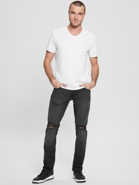 T-shirt Mason Yoke à Col En V Guess Blanc Pur