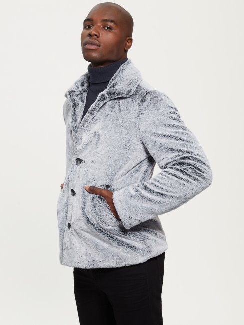 Caban Fausse Fourrure Bleu élégant Guess