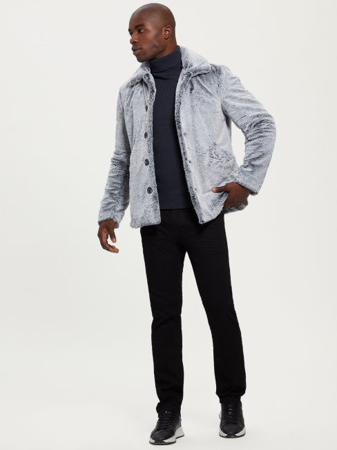 Caban Fausse Fourrure Bleu élégant Guess