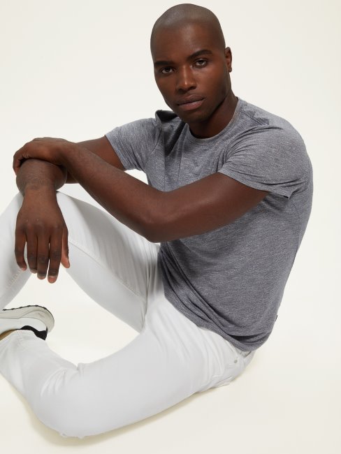 T-shirt En Jersey Bleu Soie Guess Poulain