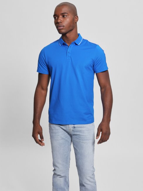 Polo Guess Paul Pique Tape Zaffre Brillant