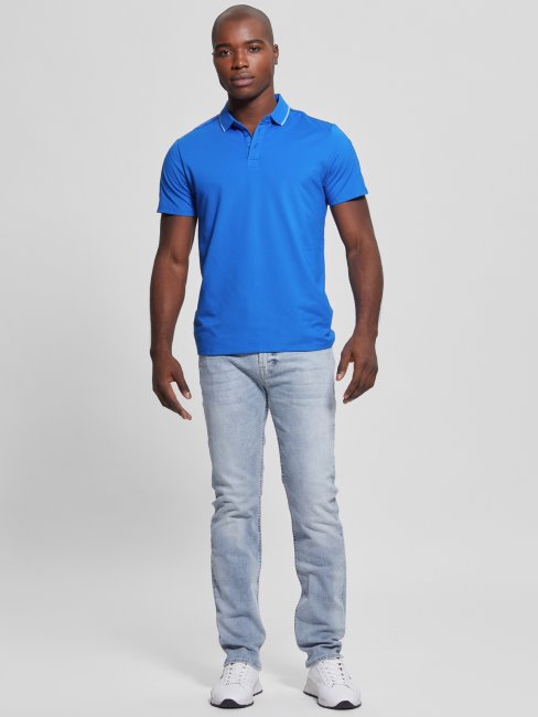 Polo Guess Paul Pique Tape Zaffre Brillant
