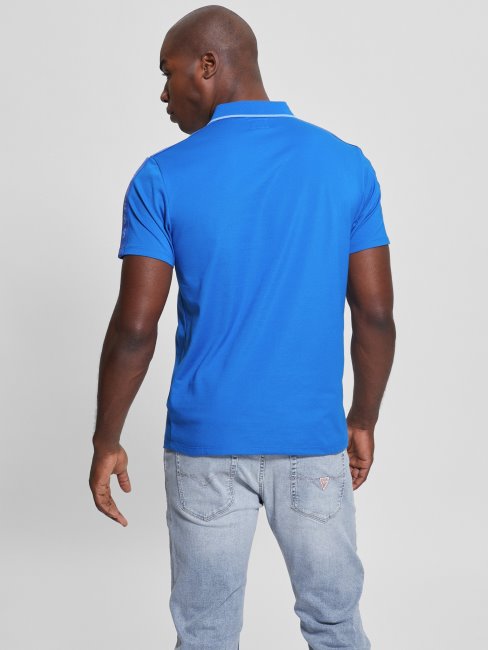 Polo Guess Paul Pique Tape Zaffre Brillant