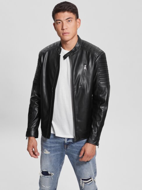 Veste De Motard En Similicuir Noir Jet Guess