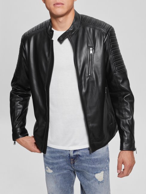 Veste De Motard En Similicuir Noir Jet Guess