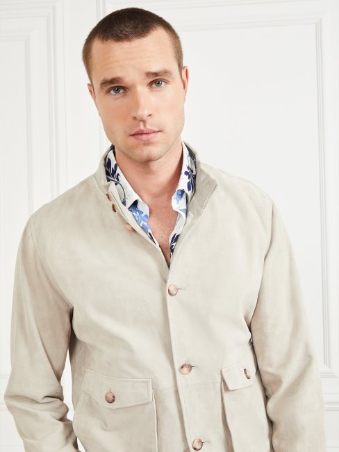 Veste De Vol En Cuir Suédé Des Sables Mouvants Guess