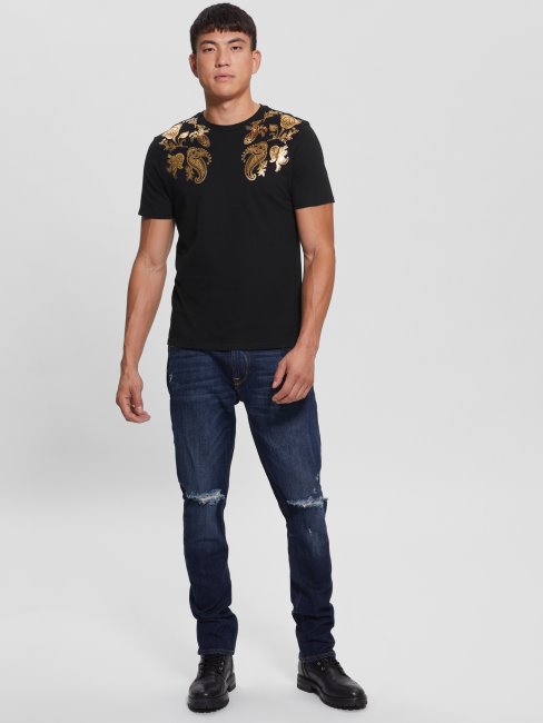 Tee Shirt Eco Paisley Noir De Jais Guess