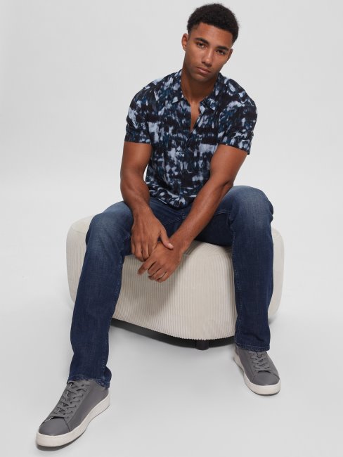 Guess éco Rayonne Tie-dye Ikat Chemise Ikat Tie-dye