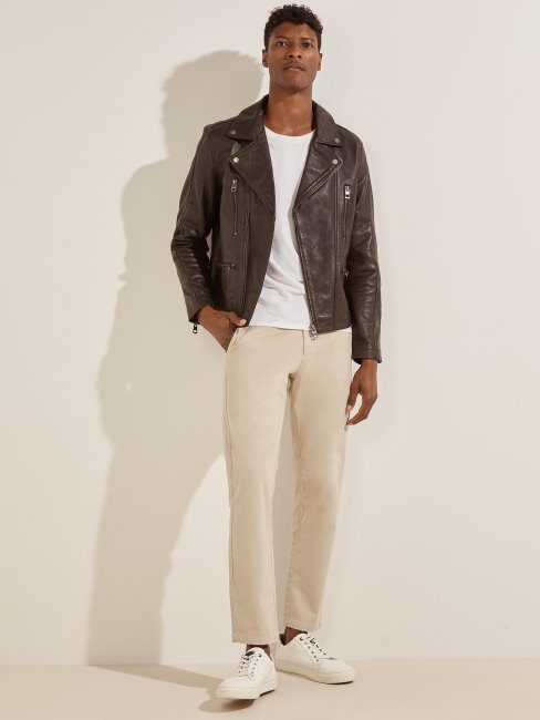 Brownie Chocolat Veste De Motard En Cuir Guess