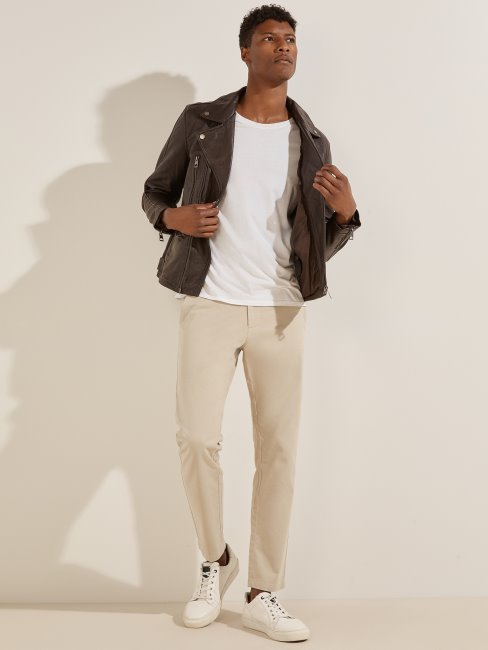 Brownie Chocolat Veste De Motard En Cuir Guess