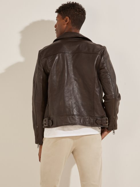 Brownie Chocolat Veste De Motard En Cuir Guess