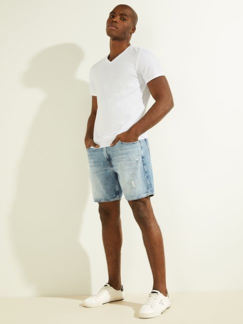 T-shirt à Col En V Blanc Pur Devinez Mason