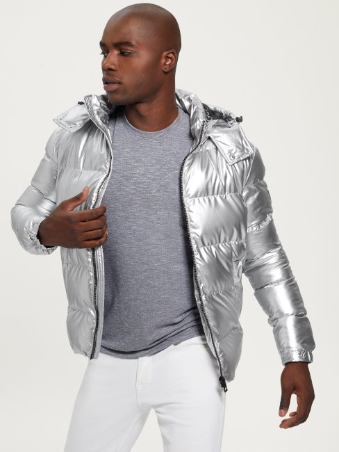 Veste Matelassée Argentée Métallisée Guess