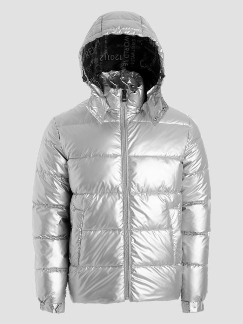 Veste Matelassée Argentée Métallisée Guess
