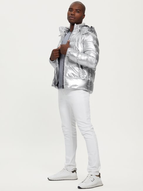 Veste Matelassée Argentée Métallisée Guess