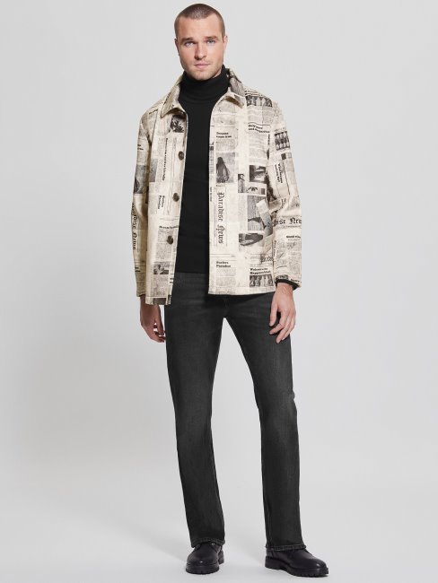 Manteau En Fausse Fourrure à Imprimé Journal Aop