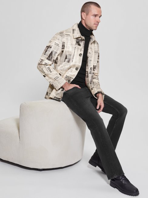 Manteau En Fausse Fourrure à Imprimé Journal Aop