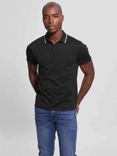 Polo Guess Paul Pique Tape Noir Jet