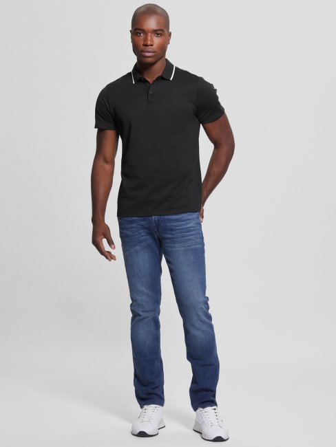 Polo Guess Paul Pique Tape Noir Jet